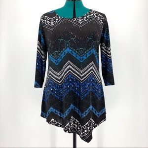 Papa Vancouver Asymmetrical Chevron Print Top, S